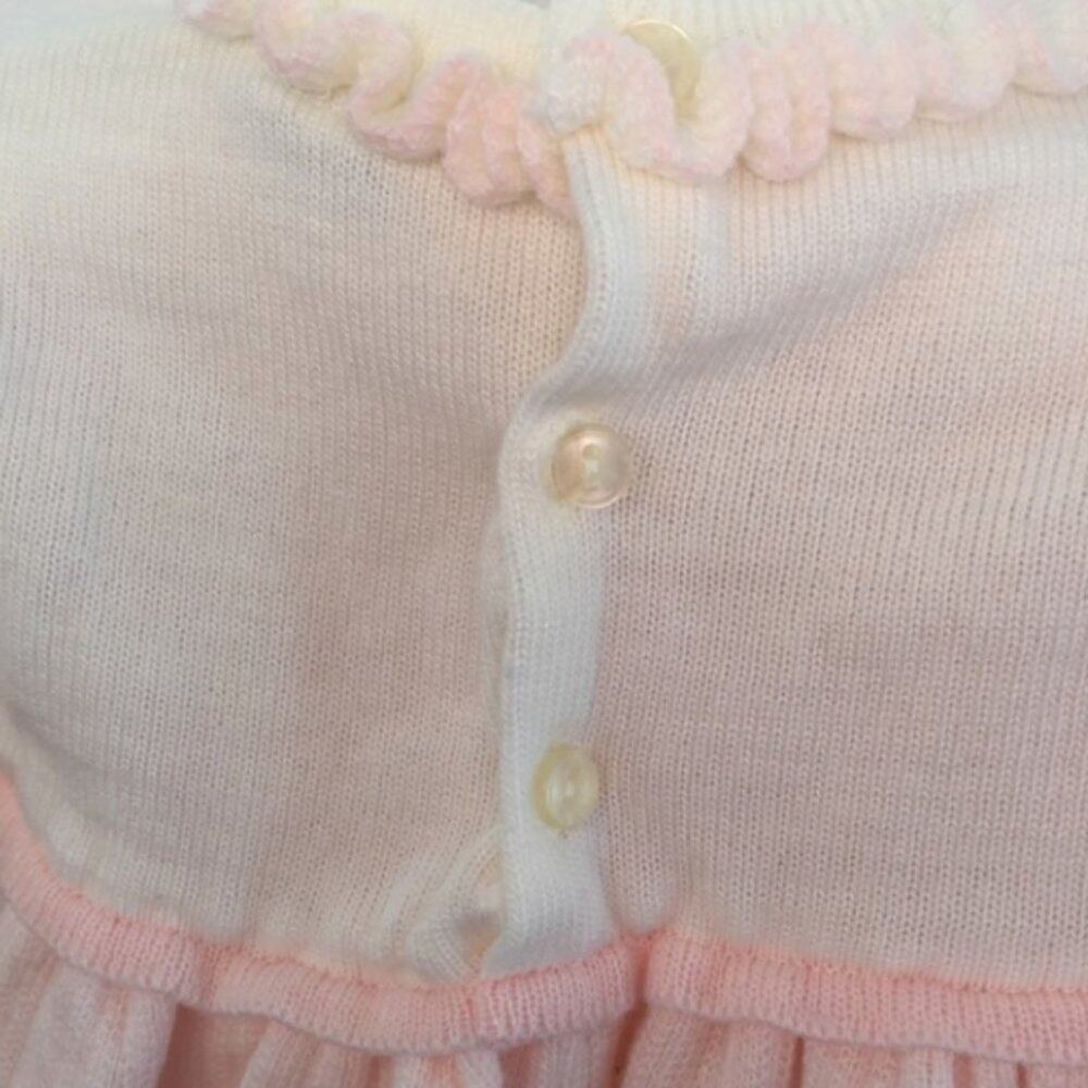 Vintage Friemanit Pink White Sweater Dress 6-9 Months - Picture 7 of 7